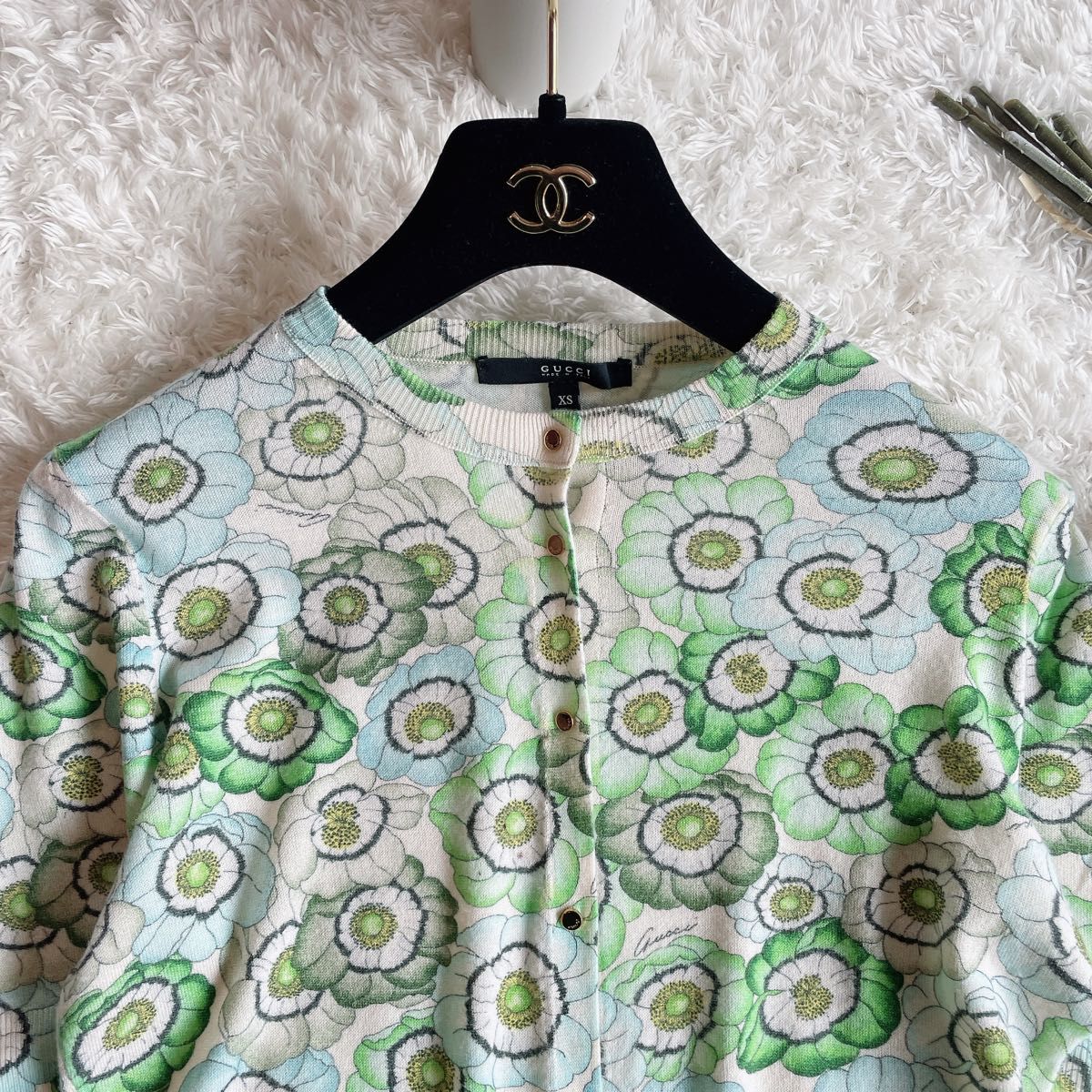 GUCCI フラワー総柄カーディガン カシミヤ100% フローラ 花柄|PayPay