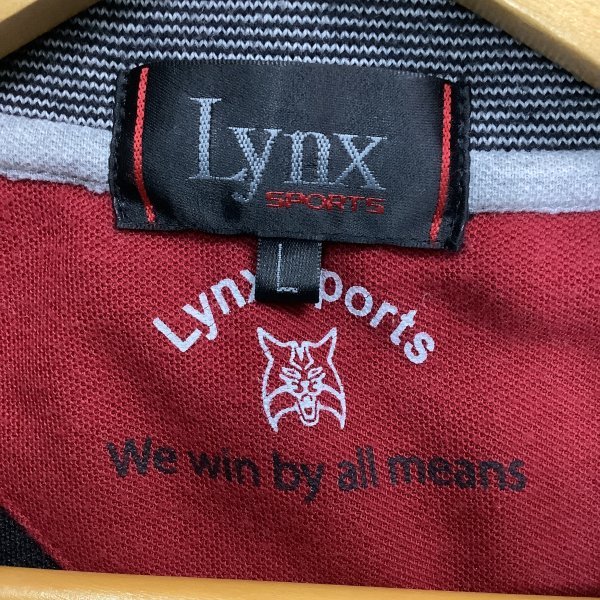 F577 Lynx sports リンクス スポーツ ゴルフ golf 胸ポケット ファスナー ロゴ 刺 半袖 ハーフジップ ポロシャツ メンズ ブラック L_画像7