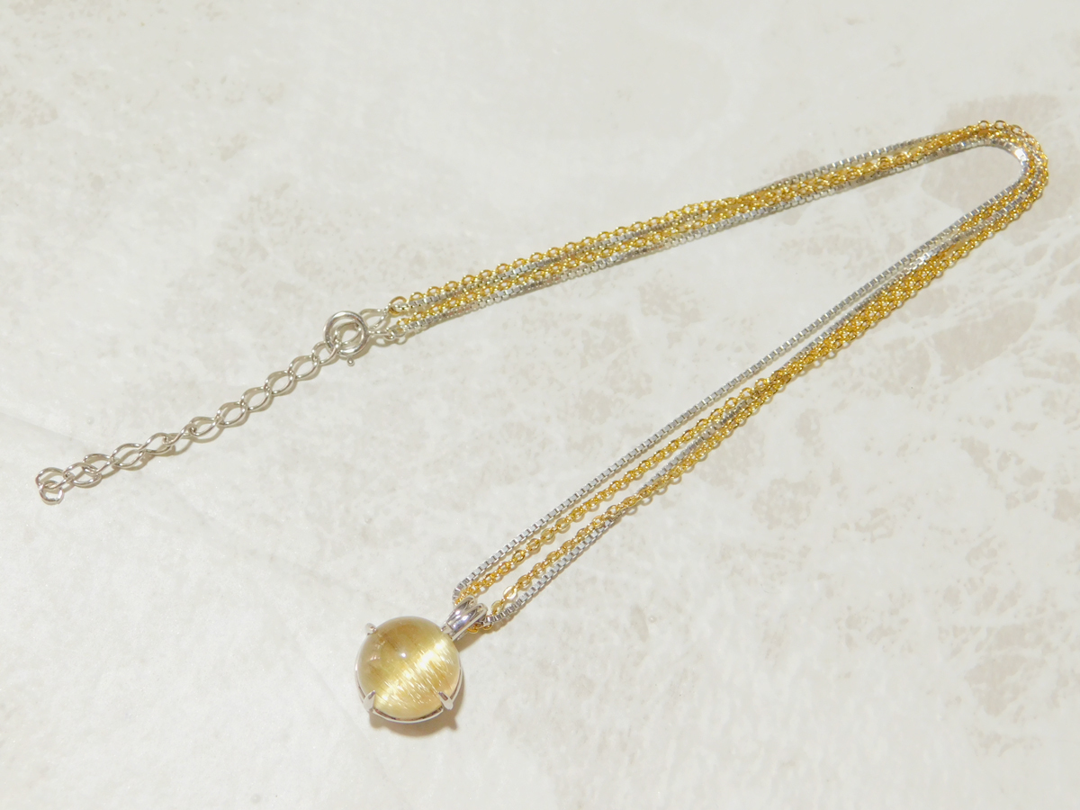  rutile quarts cat's-eye *18 gold white gold *2 color chain 