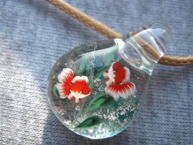 【手作りとんぼ玉】　　金魚　　ペンダント　【ガラス工芸】_画像2