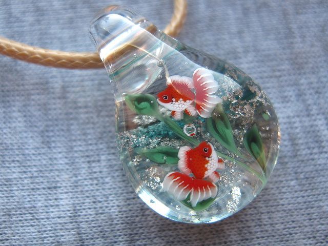 【手作りとんぼ玉】　　金魚　　ペンダント　【ガラス工芸】_画像3