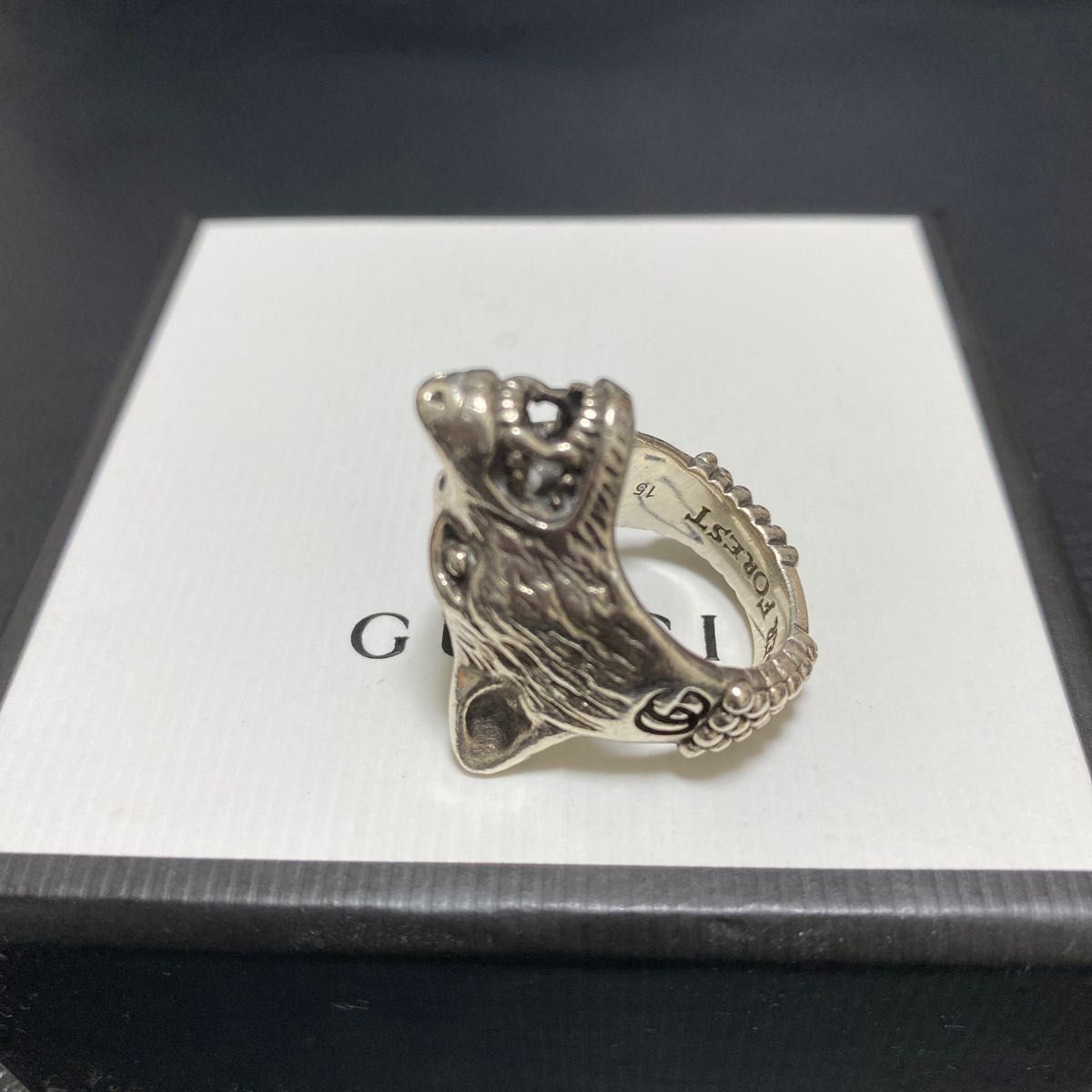 GUCCI グッチ　アンガーフォレスト　ウルフ　オオカミ　リング　15号　指輪 シルバーリング　STERLING 狼 LOVED 