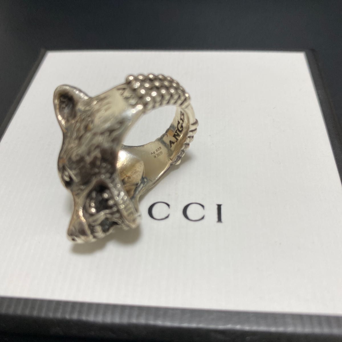 GUCCI グッチ　アンガーフォレスト　ウルフ　オオカミ　リング　15号　指輪 シルバーリング　STERLING 狼 LOVED 