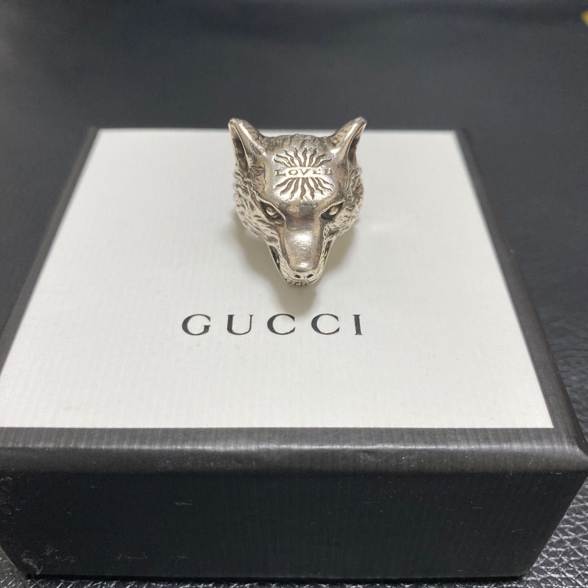 GUCCI グッチ　アンガーフォレスト　ウルフ　オオカミ　リング　15号　指輪 シルバーリング　STERLING 狼 LOVED 