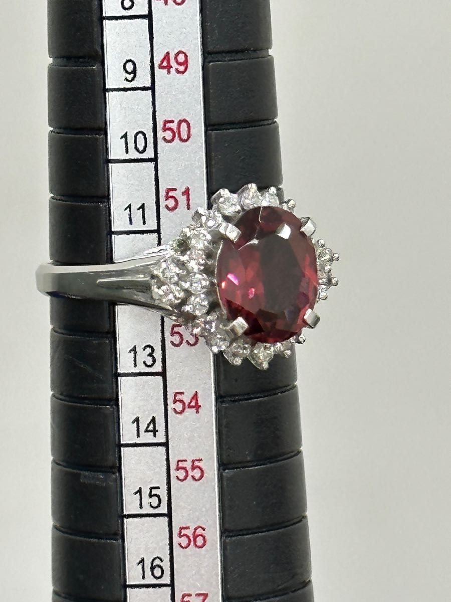 pt900 超美品 2 2ctガーネット ダイヤモンド デザインリング|Yahoo