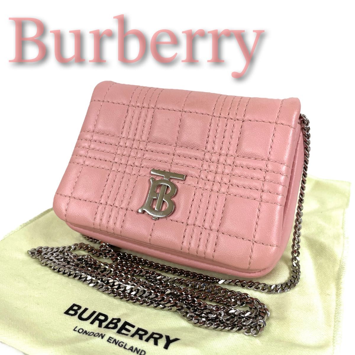 美品 Burberry バーバリー ミニバッグ チェーンショルダー ポーチ TB