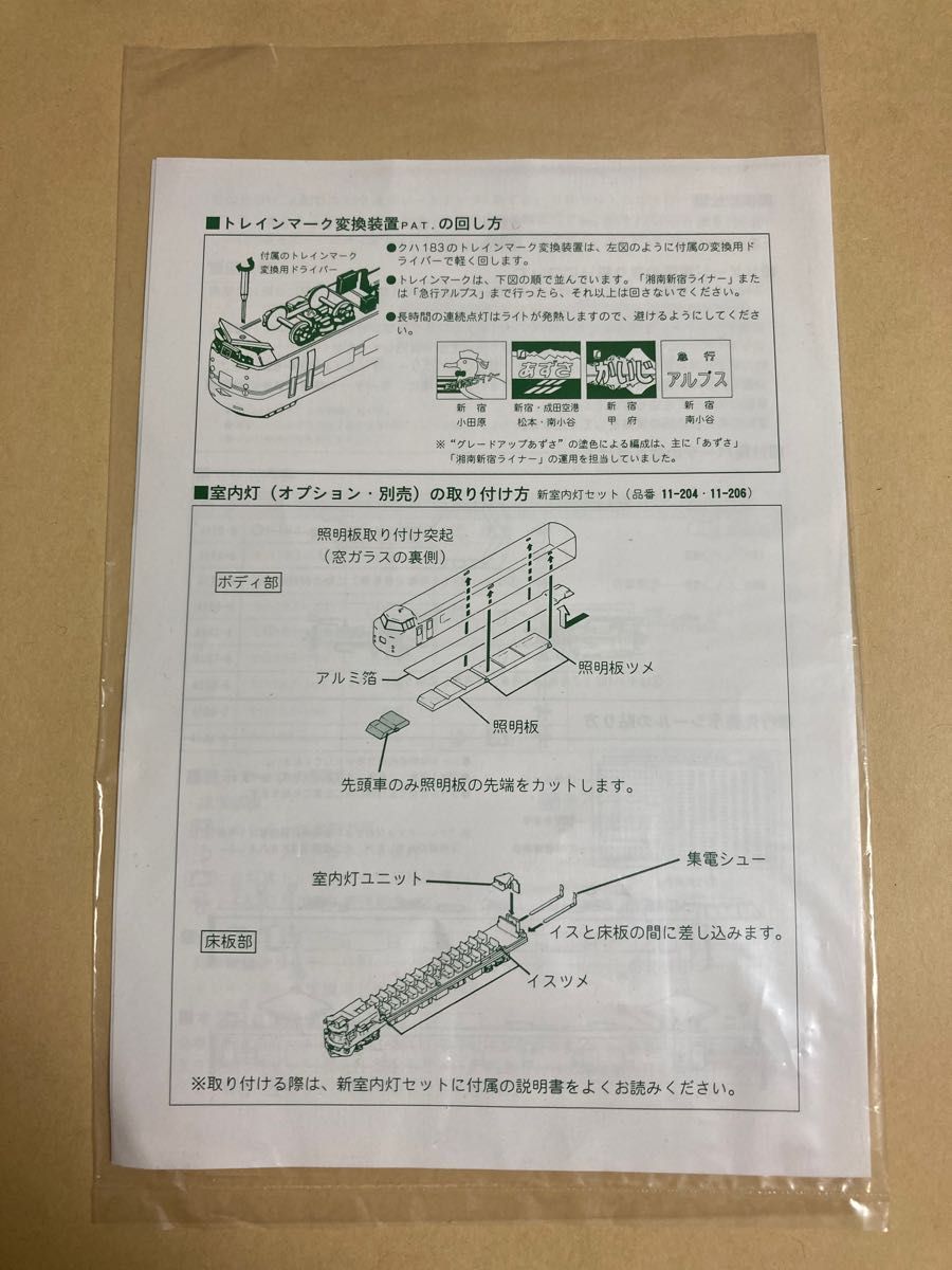 【取扱説明書】KATO 10-440 グレードアップあずさ 9両セット