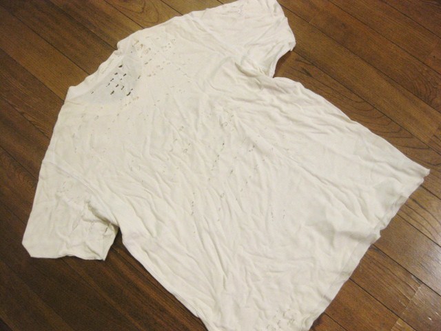名作 本物 初期 lucien pellat-finet ルシアンペラフィネ LPF Enjoy クラッシュ ダメージ 加工 半袖 Tシャツ M