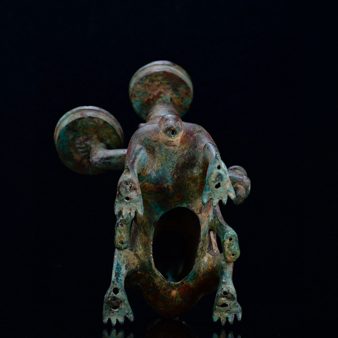 漢・青銅器彫・瑞獣人燈』極細工 置物 古賞物 中国古玩 中国古美術-