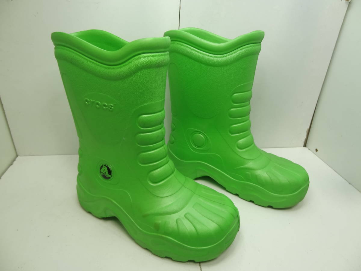 全国送料無料 クロックス crocs 子供靴 キッズ 男＆女の子 緑色 長靴 レインシューズブーツ 20-21cm(W4-5)_画像3