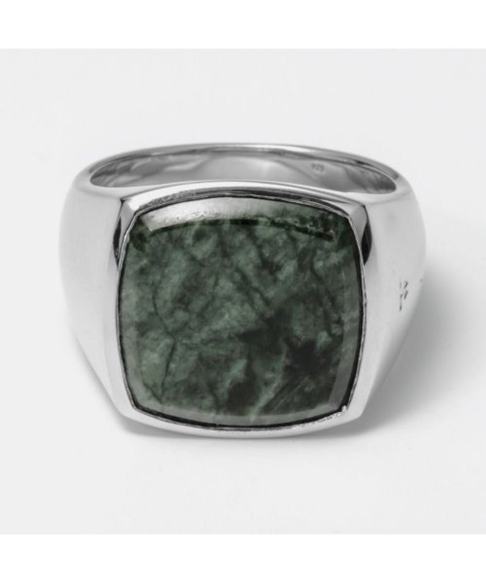 美品】Tomwood Cushion Green Marble Ring 52
