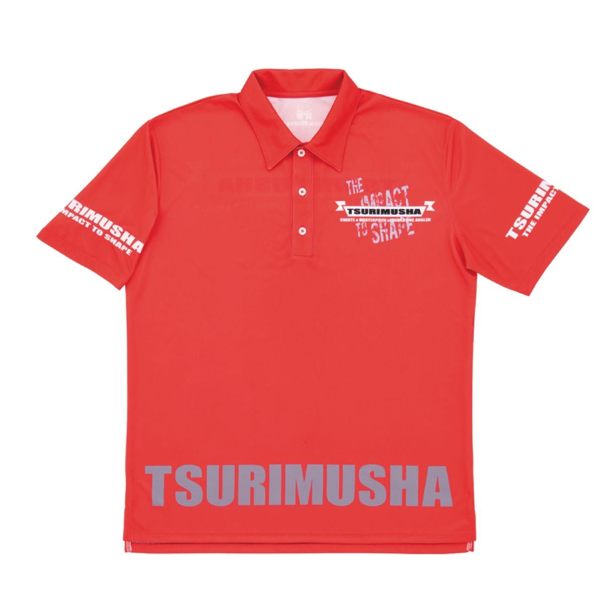 TsuriMusha ドライアジャスト フラグポロシャツ レッド サイズL