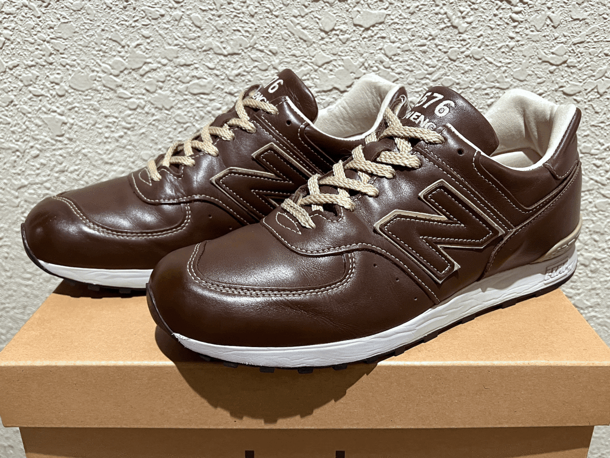 廃番 オールレザー New Balance LM576NB UK製 US8 限定 M576 NB 本皮 天然皮革 ブラウン タン 茶 イギリス製 Made In England スニーカー_画像1