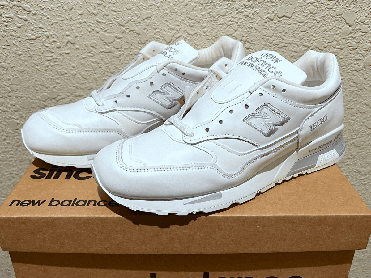 国内正規品 オールレザー New Balance M1500WHI UK製 US10 28cm 新品 ホワイト イギリス英国製 NB 天然皮革 スニーカー 白 Made In England_画像1