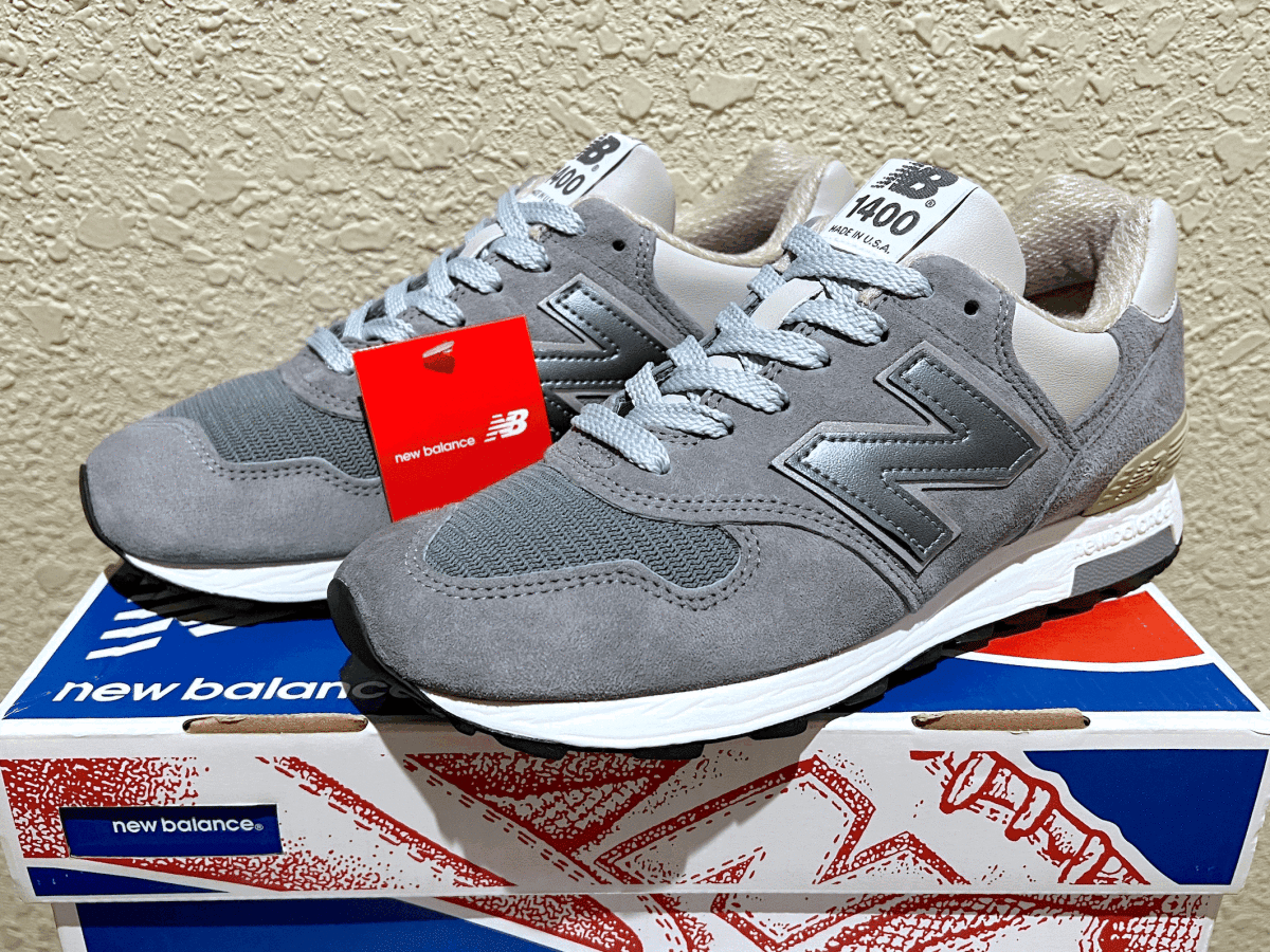 国内正規品 New Balance M1400SB STEEL BLUE USA製 US7 25cm 新品同様 NB グレー スウェード アメリカ米国製 Made In The USA スニーカー_画像2