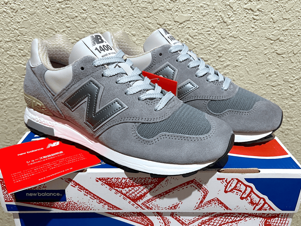 国内正規品 New Balance M1400SB STEEL BLUE USA製 US7 25cm 新品同様 NB グレー スウェード アメリカ米国製 Made In The USA スニーカー_画像1