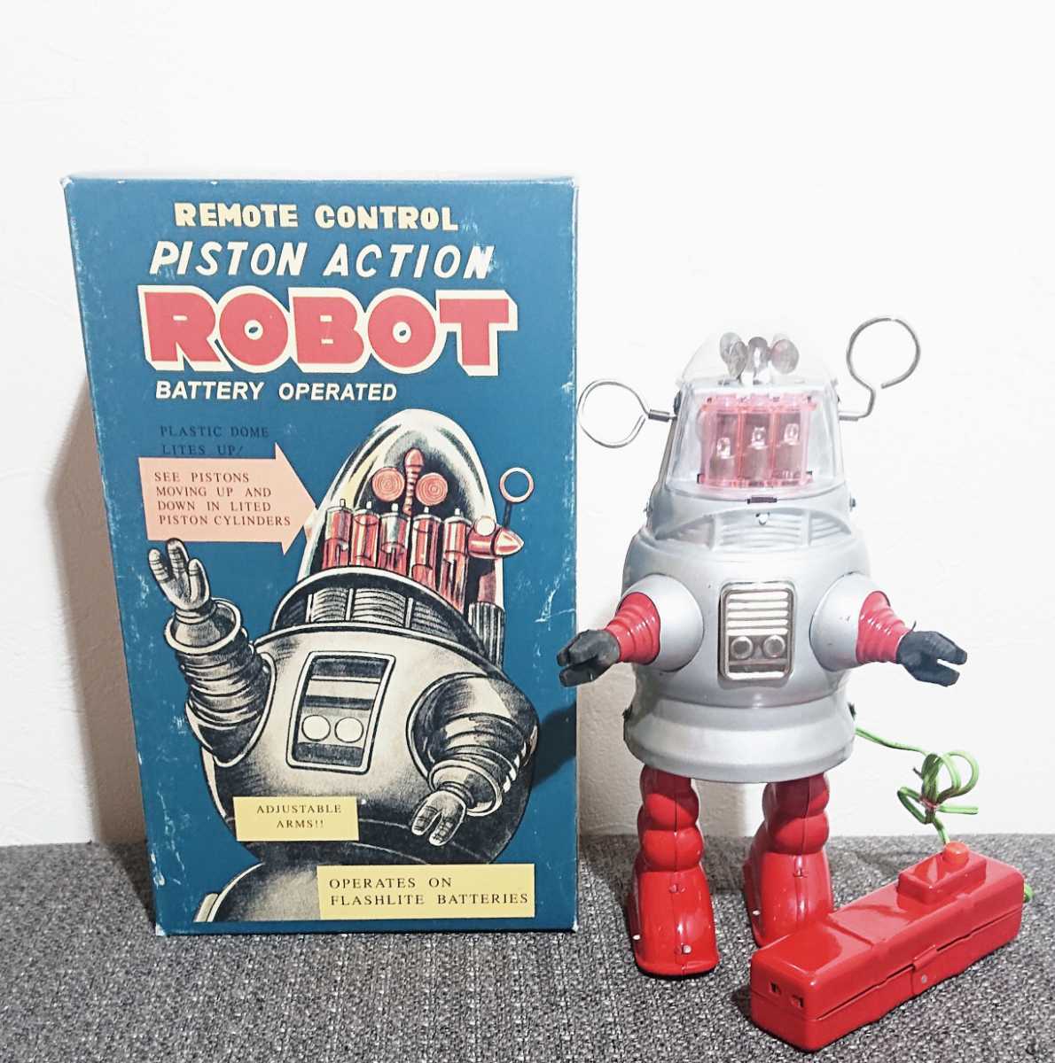  tin plate robot piston action remote control REMOTE CONTROL PISTON ACTION ROBOT