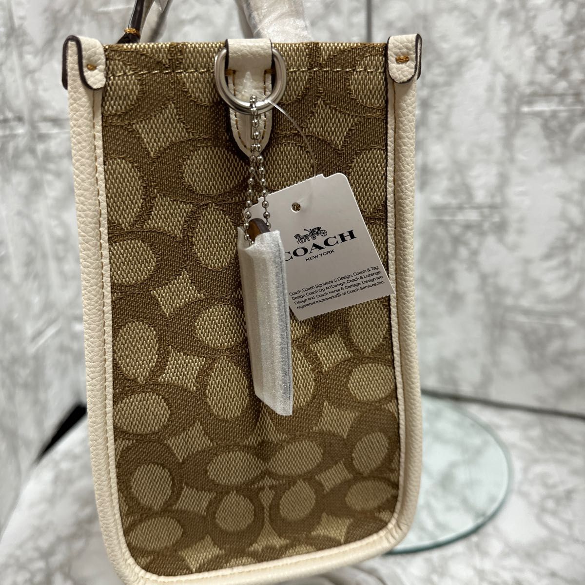 セール価格★新品★COACHデンプシートート22レインボーストライプCJ576