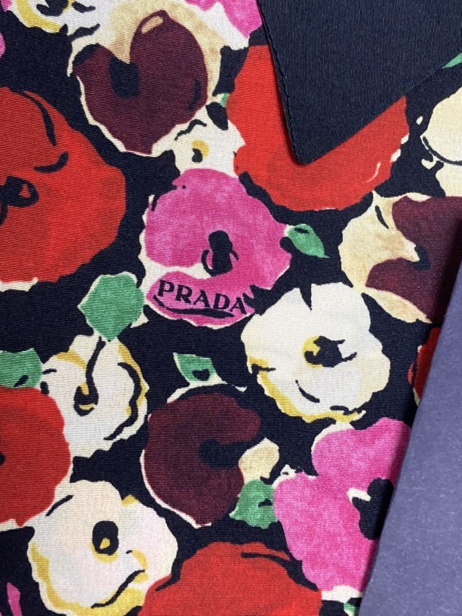  new goods unused Prada PRADA with logo floral print silk blouse shirt 40