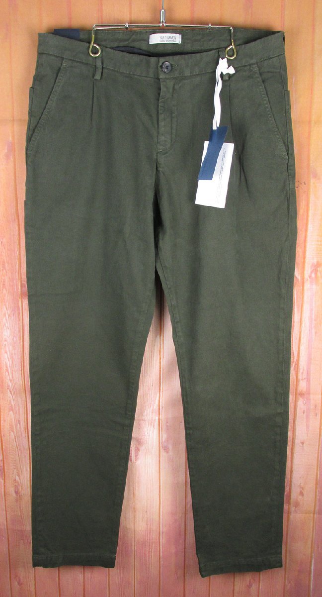 LFP16540 YAN SIMMON ヤン シモン T337MO Cotton Trousers パンツ W34 オリーブ系 未使用_画像1