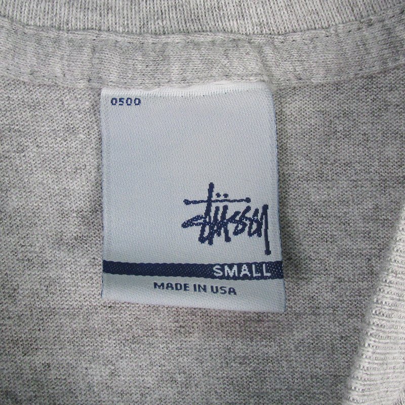 LST9415 STUSSY ステューシー Tシャツ 銀タグ USA製 SMALL グレー 美品（クリックポスト可）_画像3