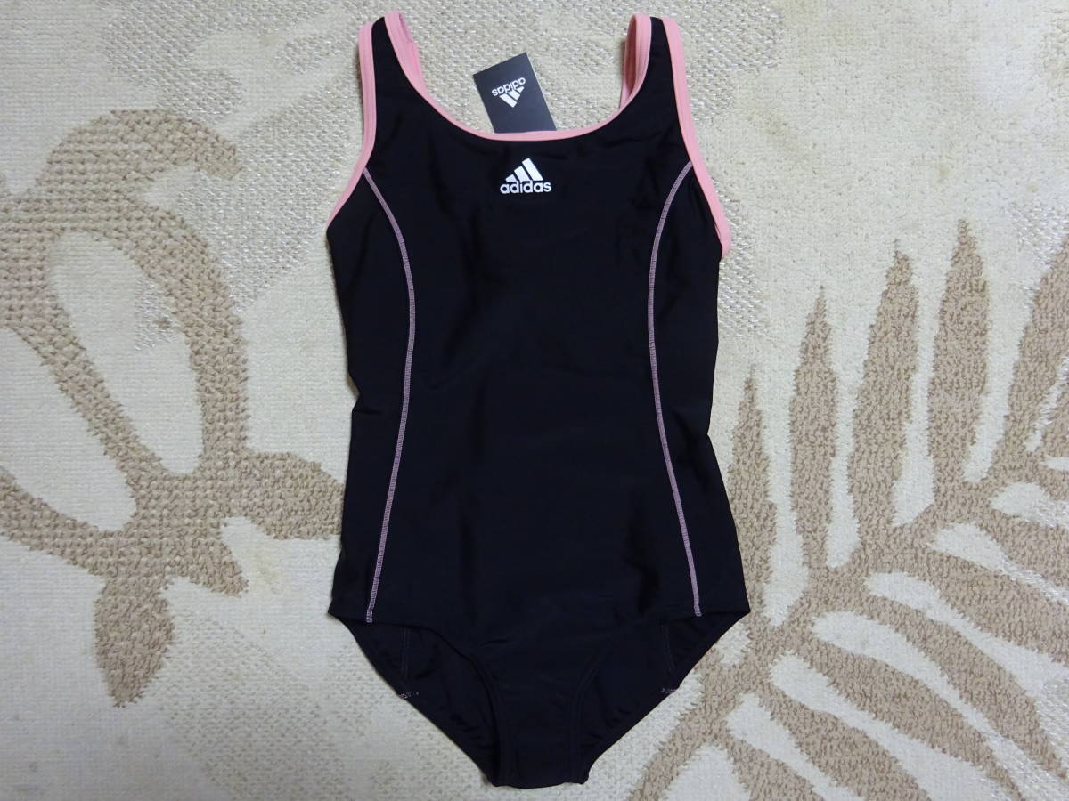 新品♪送料込み!!♪adidas アディダス♪150♪快適!!スクール水着♪ブラック/ピンク♪黒♪ガールズ♪ジュニア♪即決