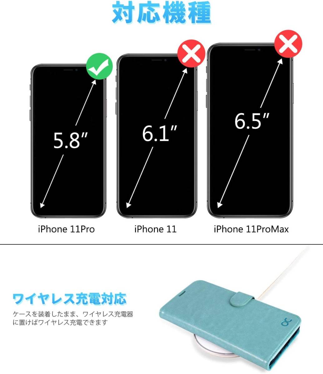 送料無料 iPhone 11 Pro 手帳ケース 手帳型ケース モスグリーン カバー スタンド機能 カード収納 マグネット式 全面保護 耐衝撃