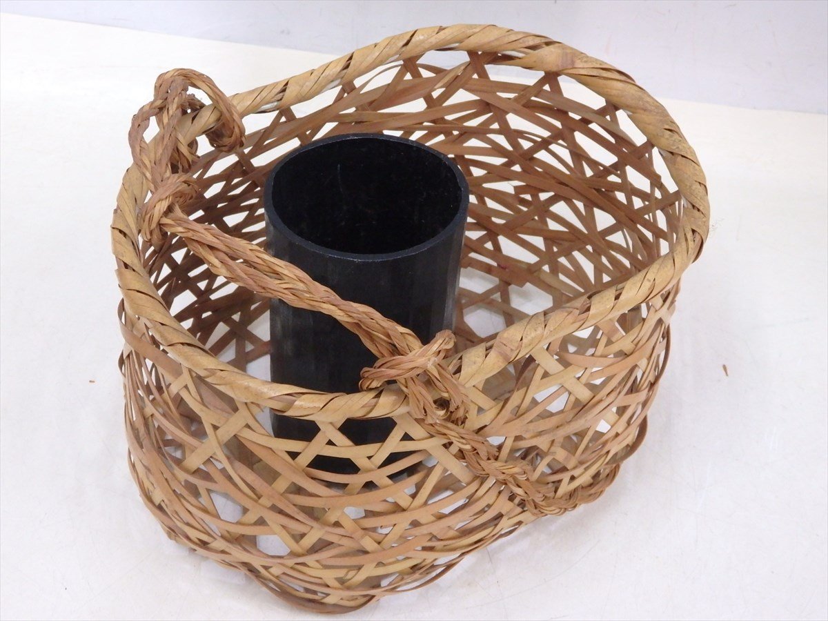 * распродажа![ бамбук. цветок корзина ] покрытие бамбук. inserting .....! 22.5×17× высота 13( максимальный 17)cm лето .... чайная посуда ваза для цветов 