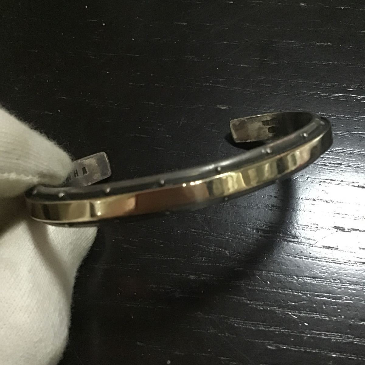 K18 SV925 イエローゴールド シルバー コンビ バングル 18K