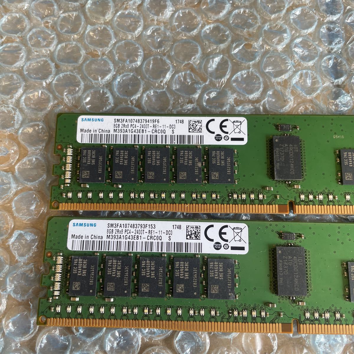 SAMSUNG 8GB 2Rx8 PC4-2400T-RE1-11/サーバー用/メモリ2枚_画像2