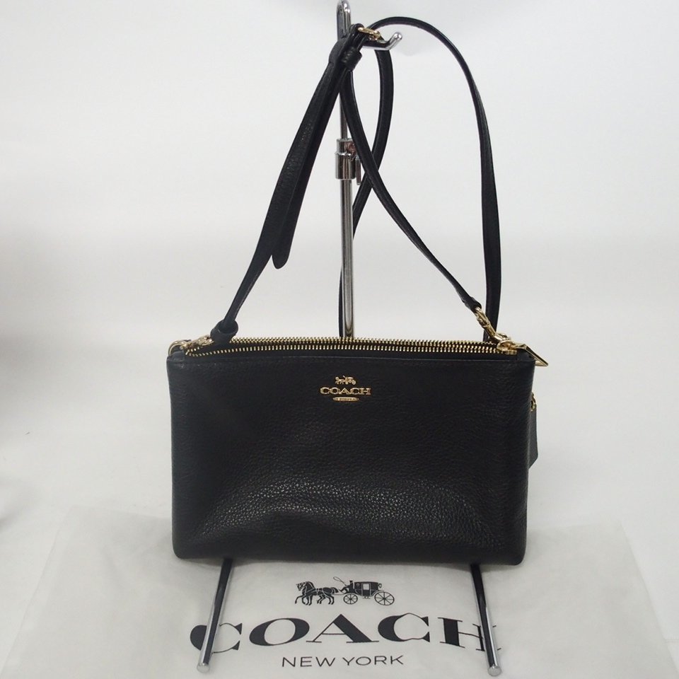 美品COACH コーチ ショルダーバッグ レイラ F34265 ブラック レザー