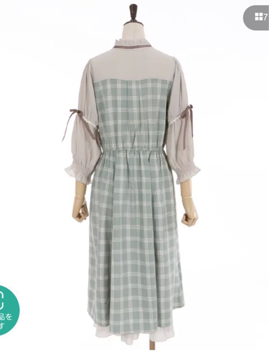 axes femme チェック柄ドッキングワンピース グリーン|PayPayフリマ