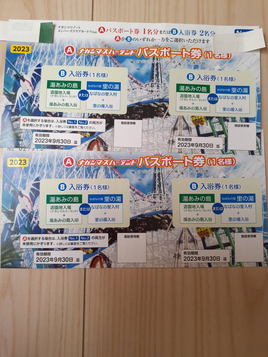 ナガシマスパーランド パスポート2枚 なばなの里の湯 湯あみの島