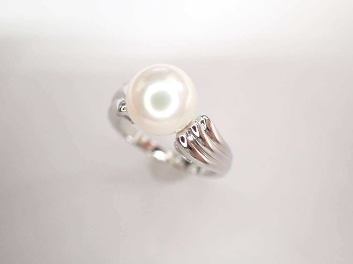 美品 ミキモト Pt950 真珠 パール約8.0mm珠 デザイン リング 指輪