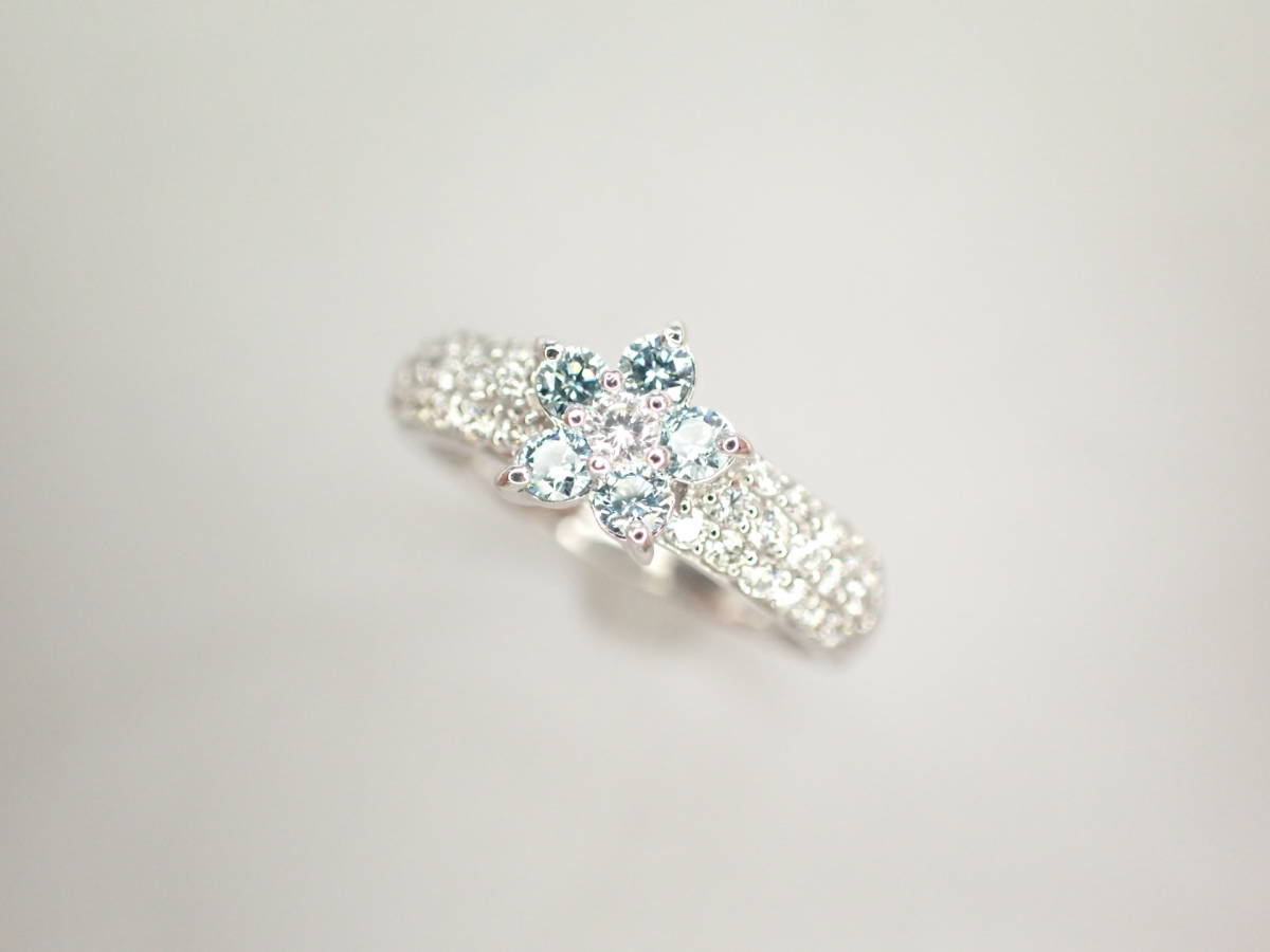 大好き ブルーダイヤ(トリート)計0.21ct K18WG ポンテヴェキオ 美品