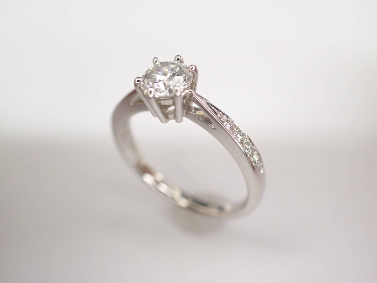 美品 モニッケンダム Pt900 ダイヤ0.41ct(E-VS2-3EX) 他ダイヤ計0.05ct デザイン リング 指輪_画像4