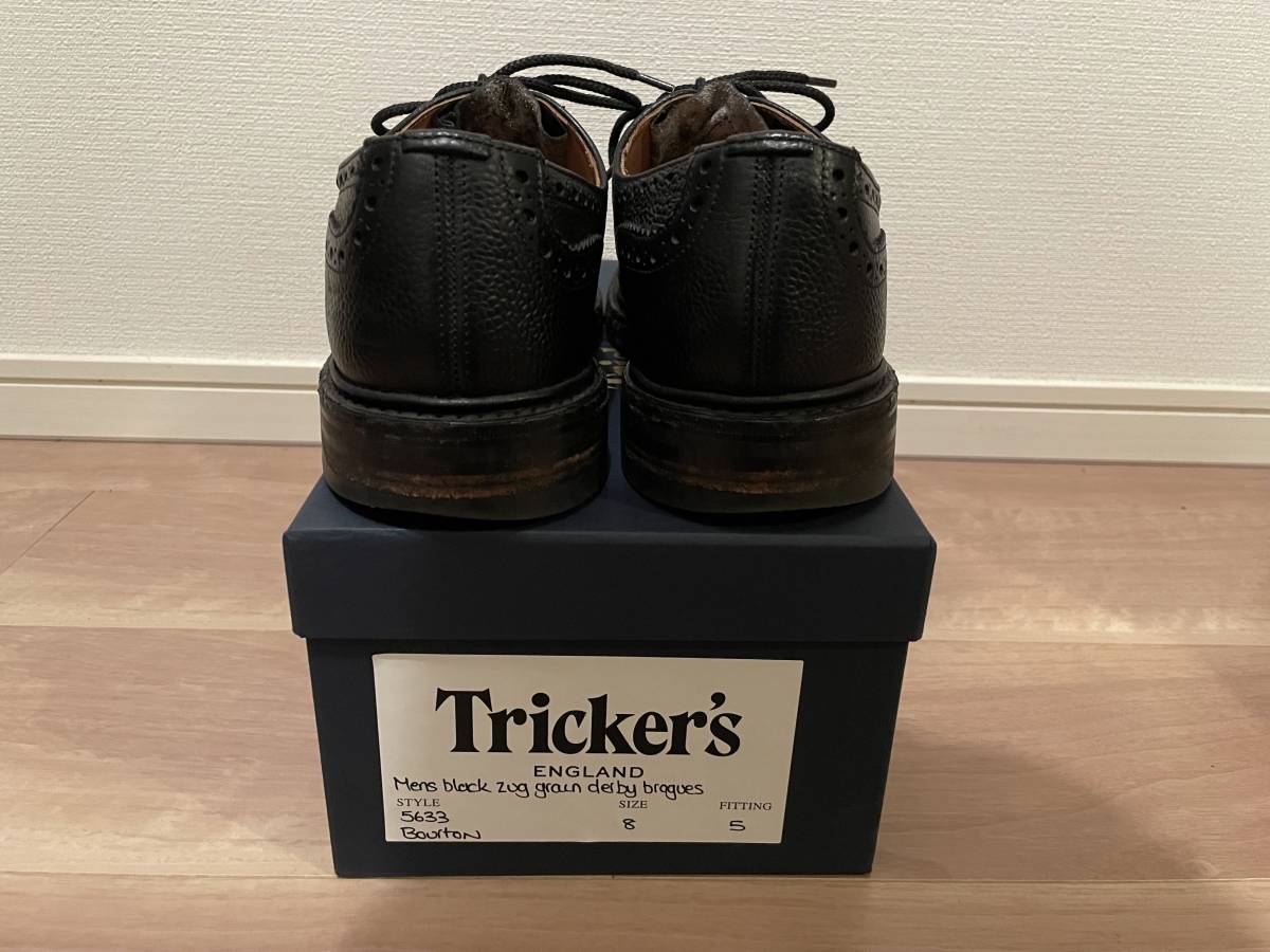 送料無料 美品 トリッカーズ Tricker's BOURTON UK8 THOM BROWN トムブラウン グレインレザー ブラック