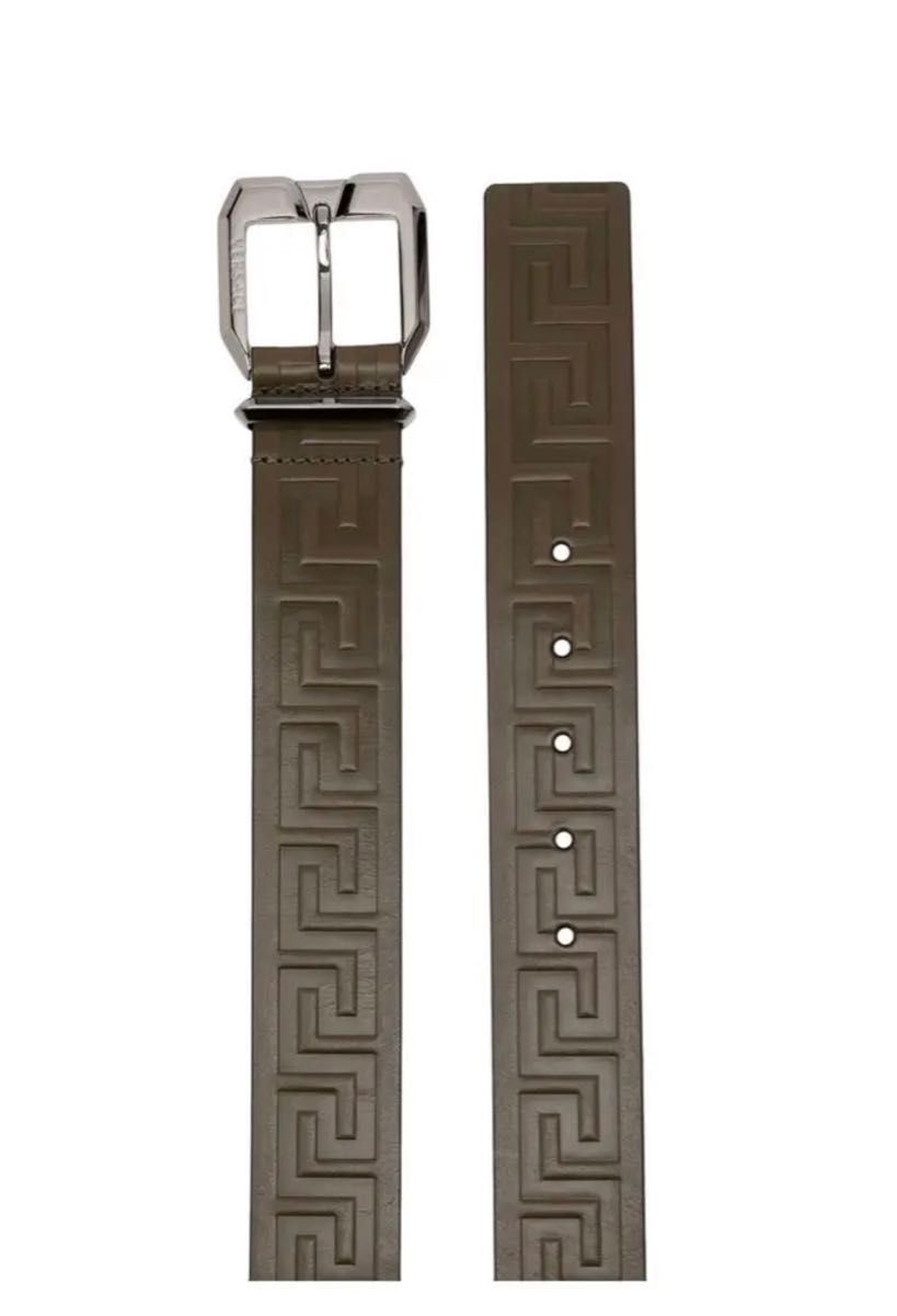 ラ グレカ カーフレザー ベルト versace ヴェルサーチ レザーベルト ブラウン メンズベルト