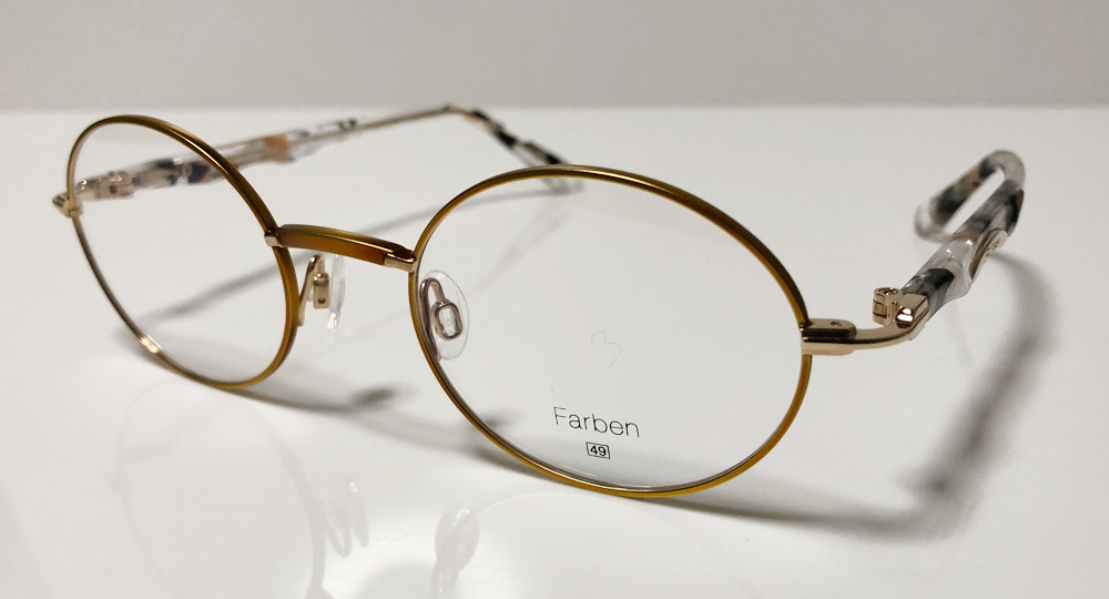 色彩にこだわった高品位なアイウェア☆Farben ファルベン F7058 918GD 丸メガネ