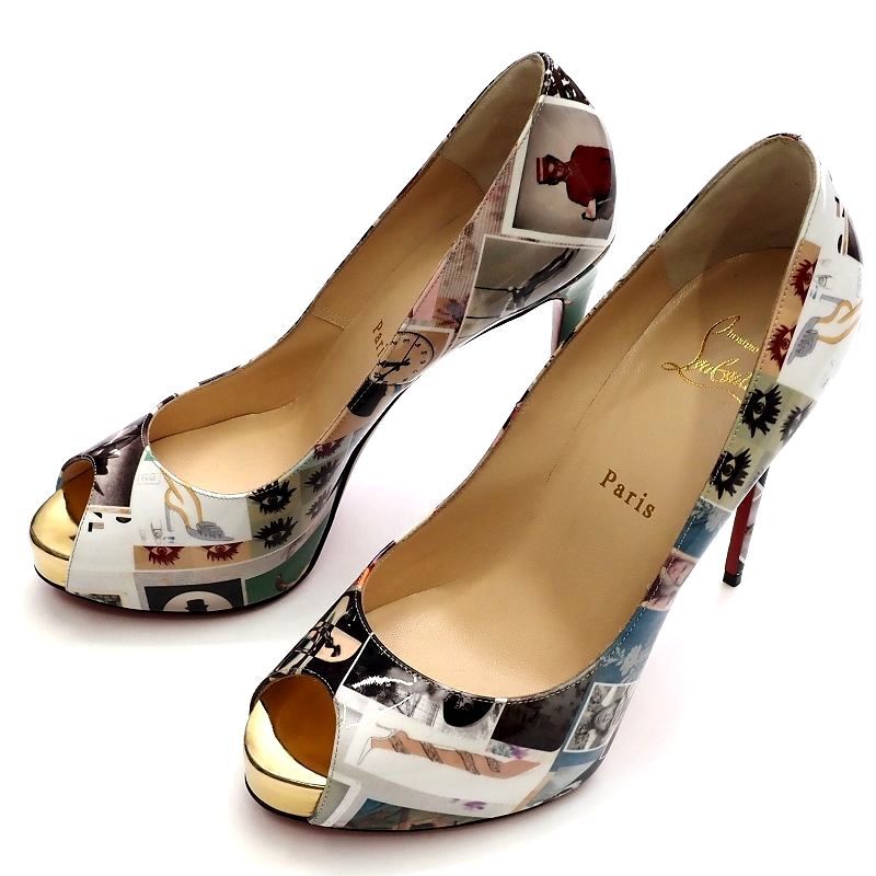 F04115 新品 Christian Louboutin/オープントゥ パンプス【サイズ：38】マルチ パテント NEW VERY PRIVE クリスチャンルブタン レディース_画像2