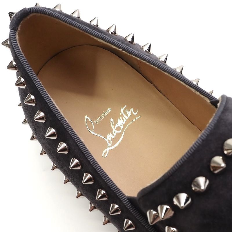 F04112 未使用品 Christian Louboutin/スパイクスタッズ スエードレザー スニーカー【サイズ：40】グレー スリッポン クリスチャンルブタン_画像4