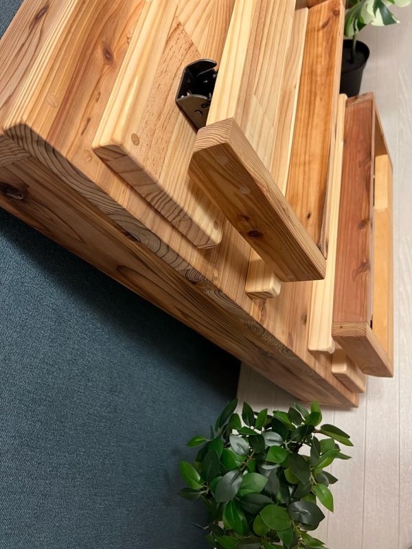 送料無料】 ローテーブル 長方形 90cm 60cm 2way 隠し収納 杉 木組 ロ