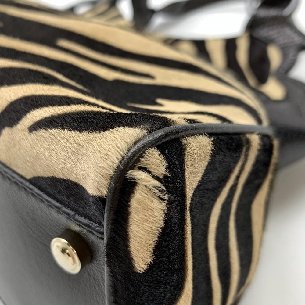 CARTIER カルティエ マルチェロ ハラコ リザード ハンドバッグ ゼブラ