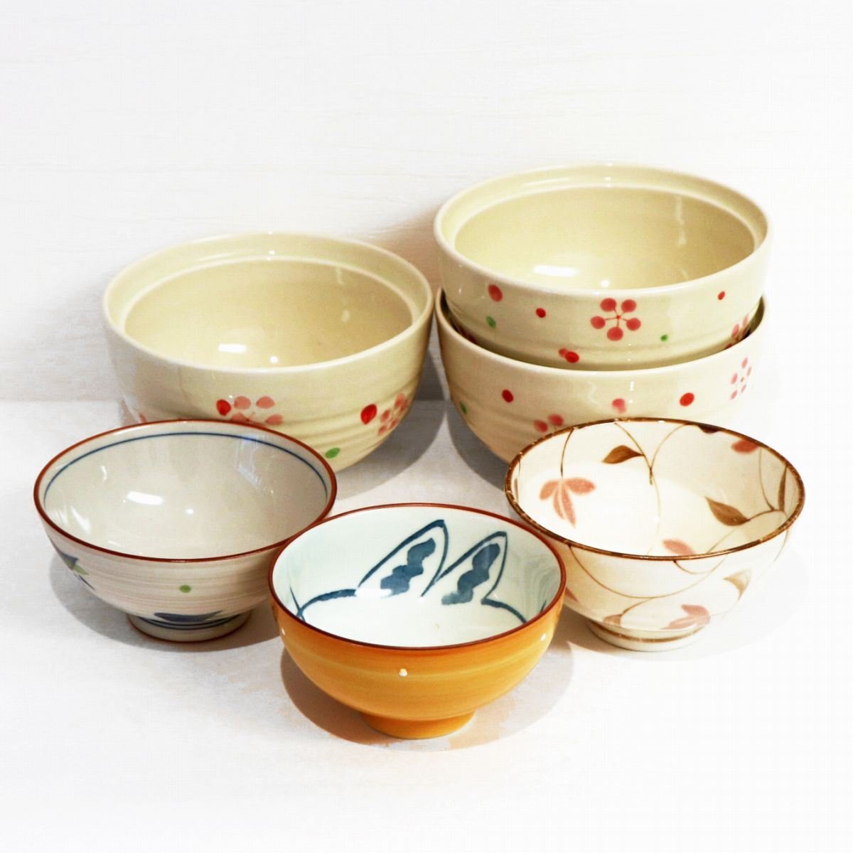 安価 ワタナベ 趣味の器・丼・どんぶり・椀・6点セット・No.200425-26