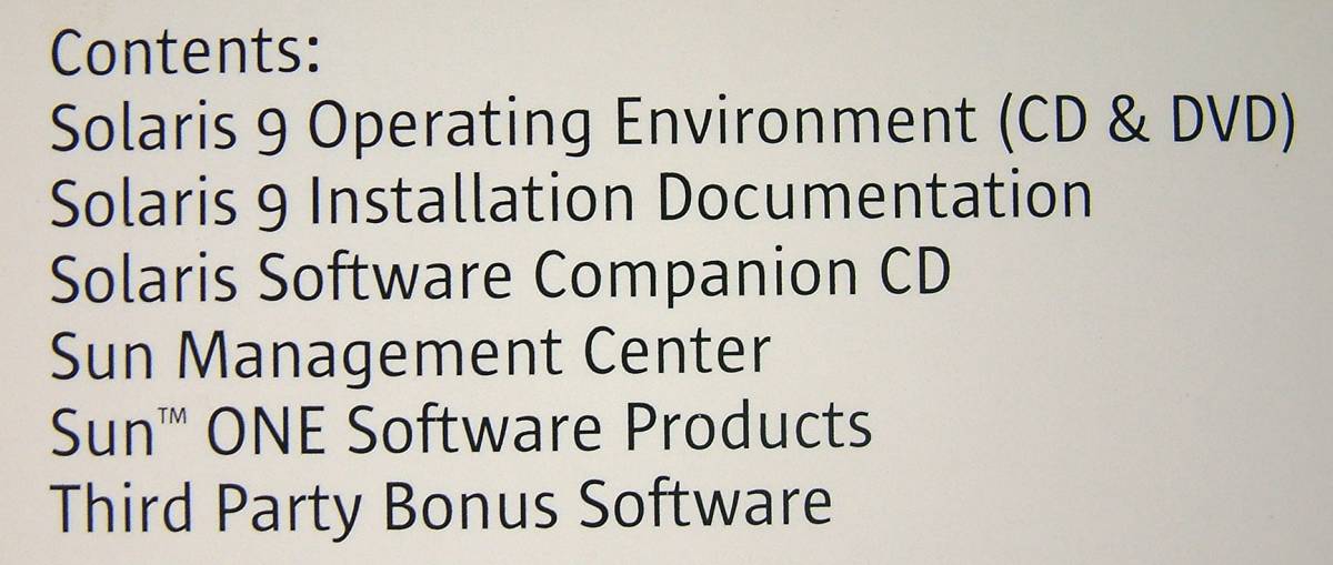 【3205】 Sun Microsystems Solaris 9 Operating Enviroment SPARC Platform for Sun Computer Systems サンソフト ソラリス スパーク