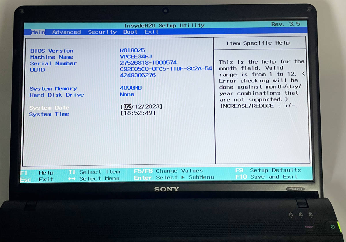 ジャンク SONY PCG-61611N / VPCEE34FJノートパソコン /CPU Athlon II P340 /メモリ4G /SSD HDDなし/_画像7