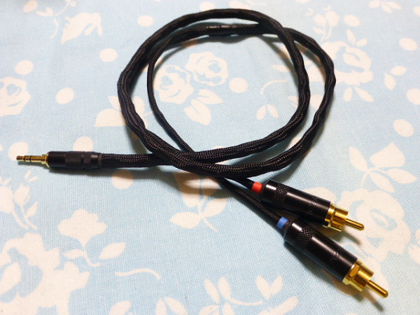 国内配送】 ×2 RCA → ステレオミニ 3.5mm3極 ステレオ 黒布スリーブ