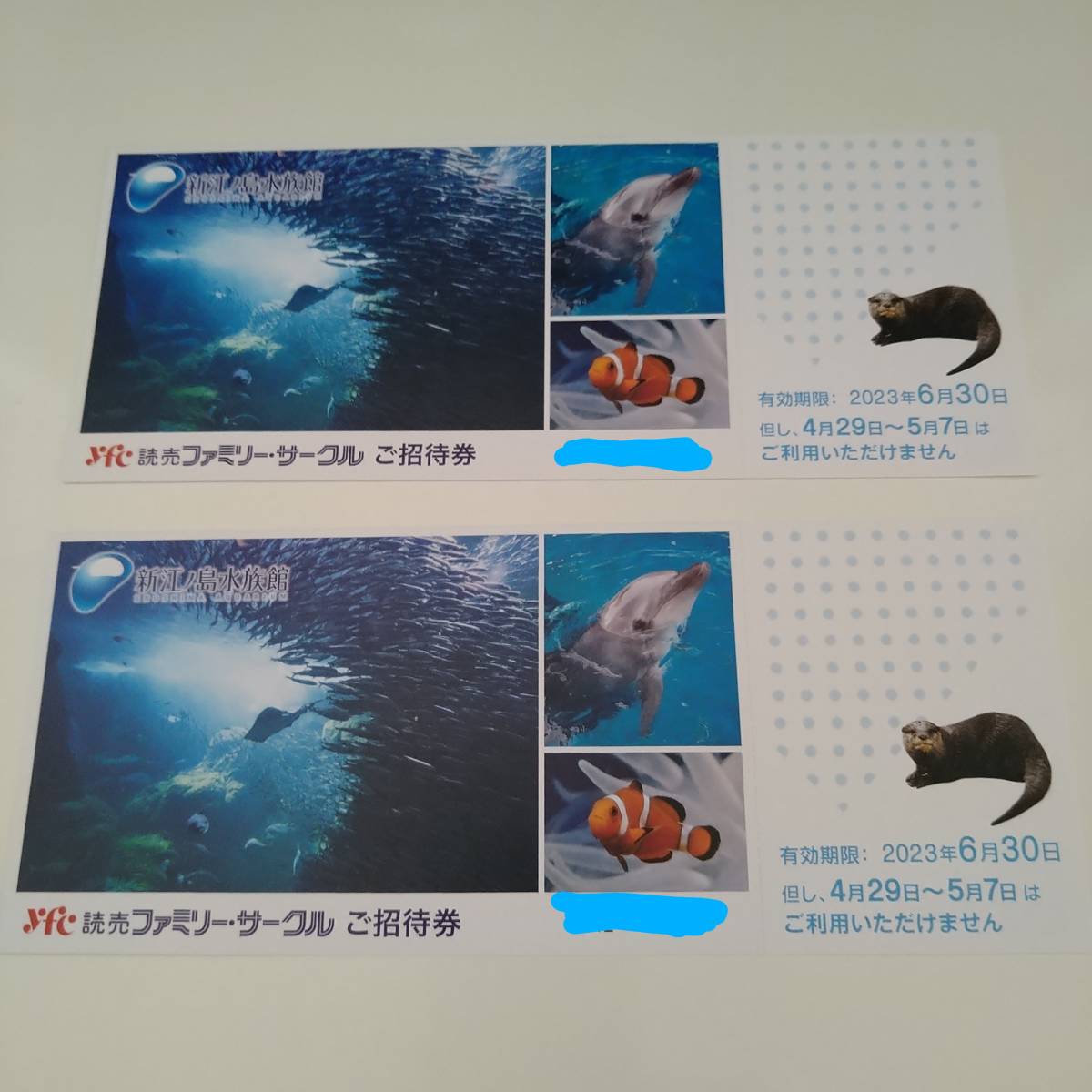 新江ノ島水族館ご招待券2枚