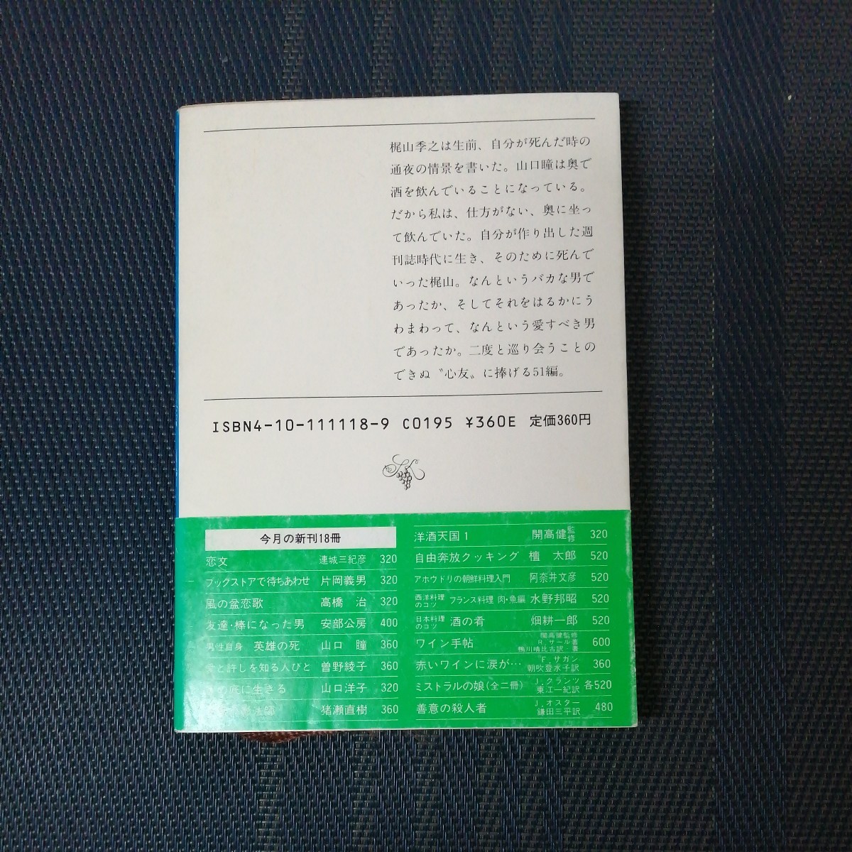 「男性自身　英雄の死」　山口瞳著　新潮文庫_画像2