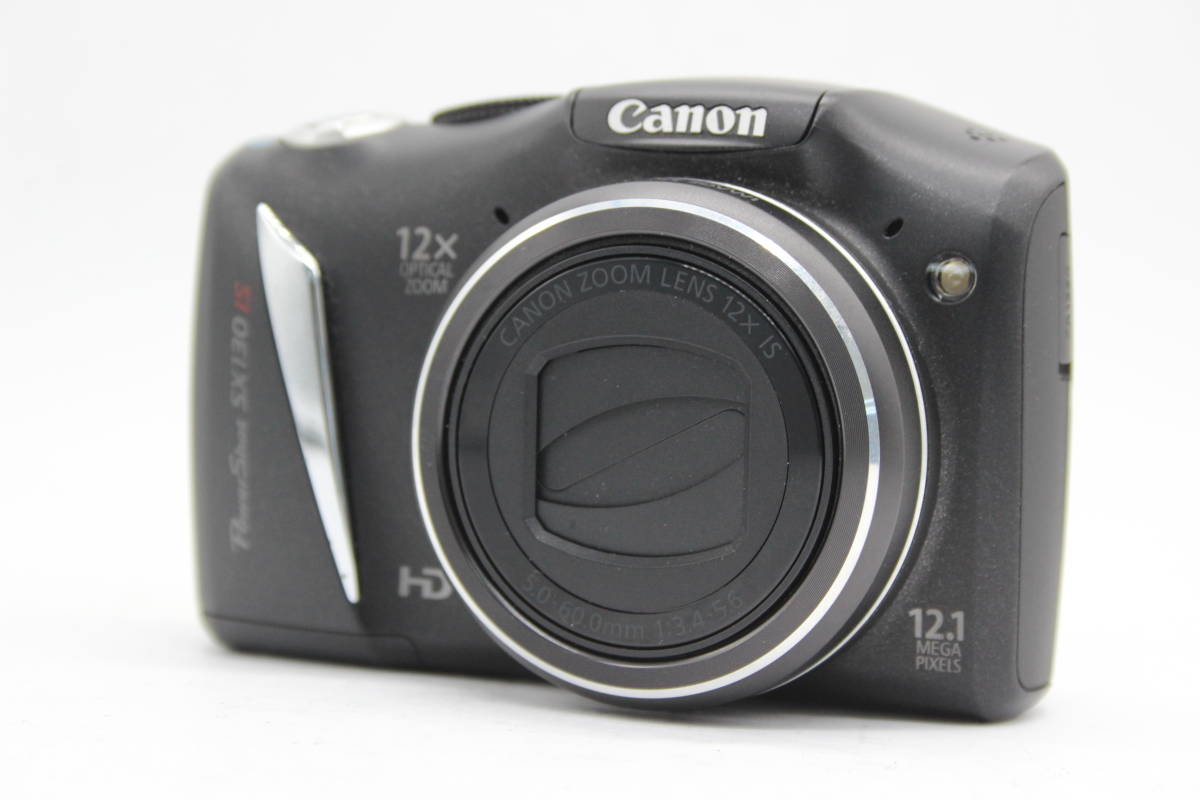 【返品保証】 【便利な単三電池で使用可】キャノン Canon PowerShot SX130 IS ブラック 12x コンパクトデジタルカメラ C7183